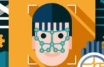 Stylized illustration of a person’s face with teal dots and lines overlaid, representing facial recognition or biometric scanning technology concepts.